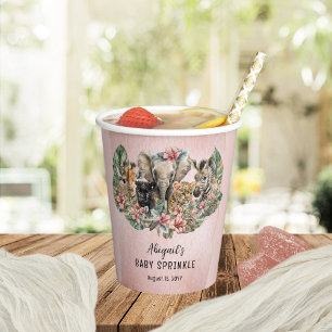 Gobelets En Papier Sweet Baby Girl Animals Tropical Safari Sprinkle