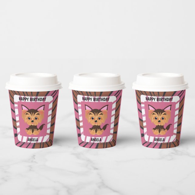 Gobelets En Papier Sweet Baby rose et Yorkie Brown (Multi)
