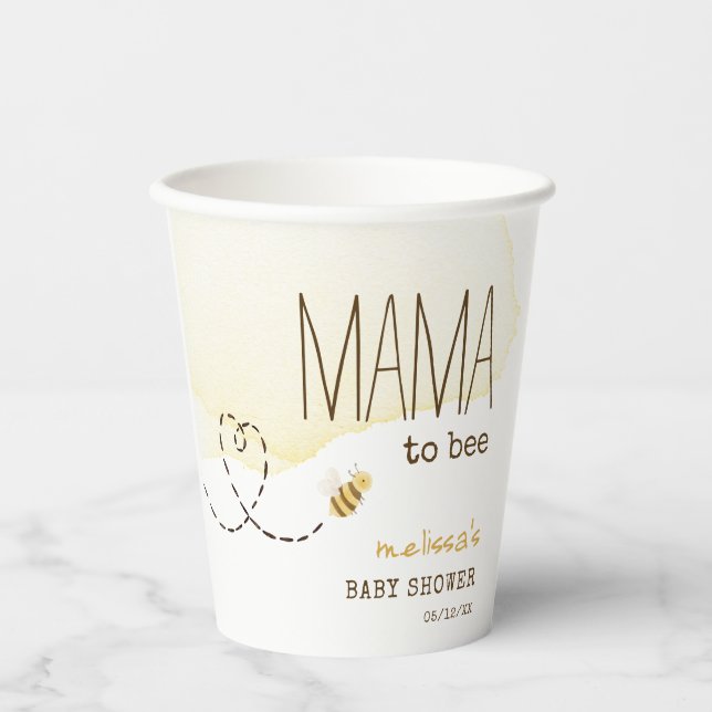 Gobelets En Papier Sweet Bumblebee Mama À Être Baby shower Tasses De  (Recto)