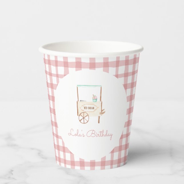 Gobelets En Papier Sweet Celebration Glace Crème rose Anniversaire (Recto)