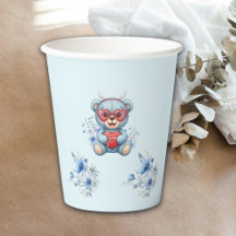 Sweet Heart Teddy Bear Blue Baby Shower 