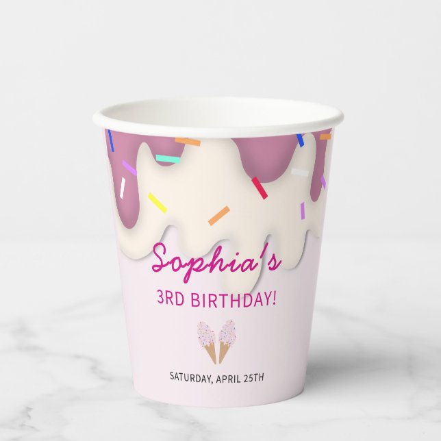 Gobelets En Papier Sweet Ice Cream Birthday (Recto)