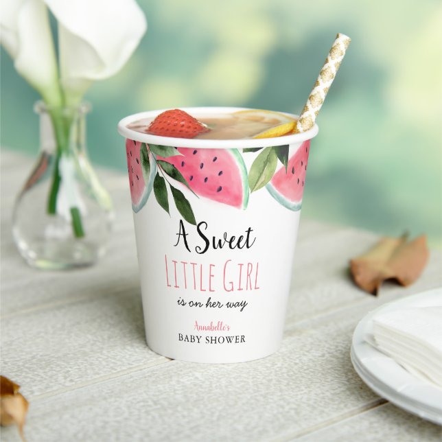 Gobelets En Papier Sweet Little Girl Baby shower de pastèque (Insitu)