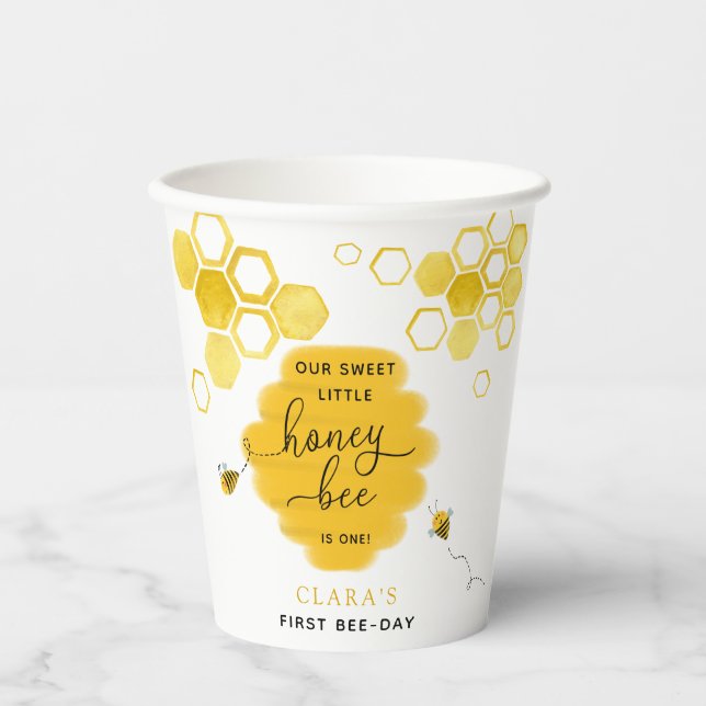 Gobelets En Papier Sweet Little Honey Bee Anniversaire  (Recto)