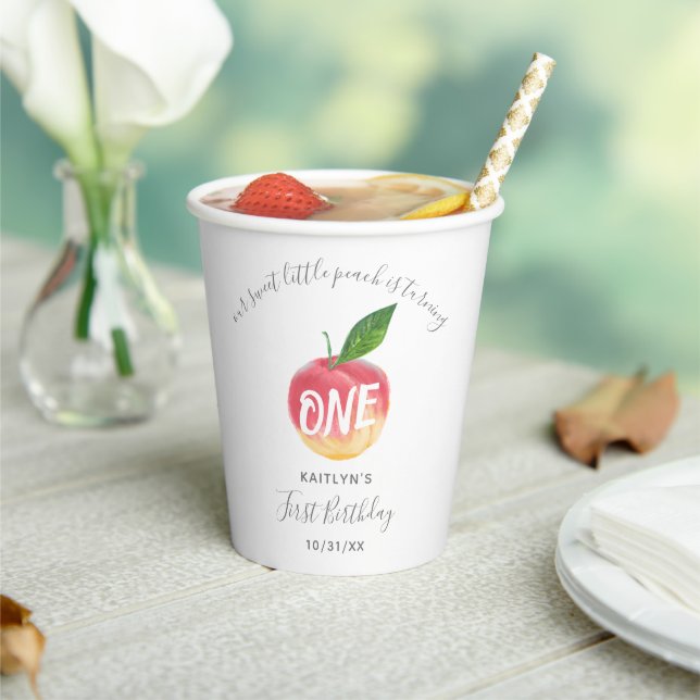 Gobelets En Papier Sweet Little Peach 1er anniversaire (Insitu)