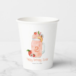 Gobelets En Papier Sweet Little Peach Smoothie 2e fête d'anniversaire