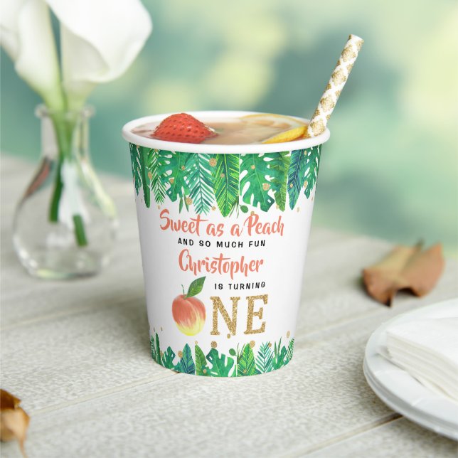 Gobelets En Papier Sweet Peach Boys 1er anniversaire (Insitu)