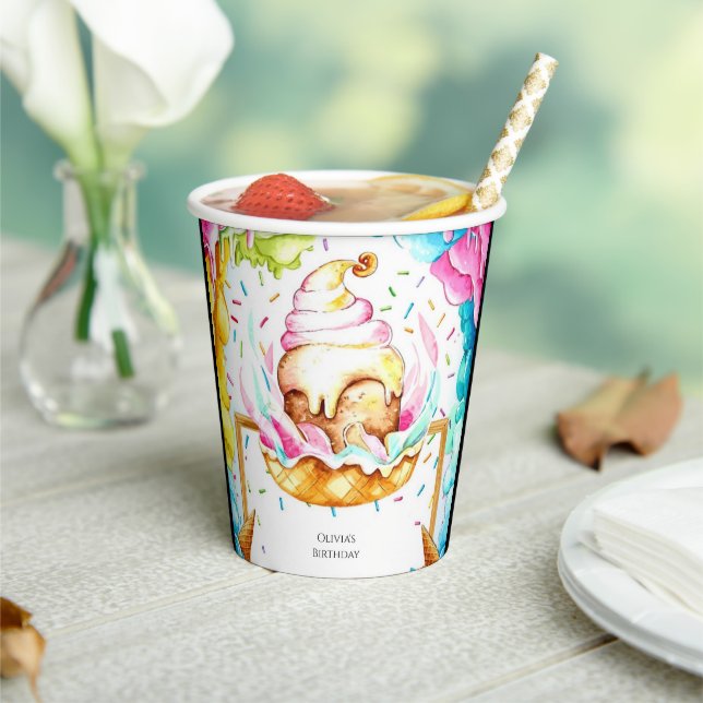Gobelets En Papier Sweet sur mesure crème glacée magique Anniversaire (Insitu)