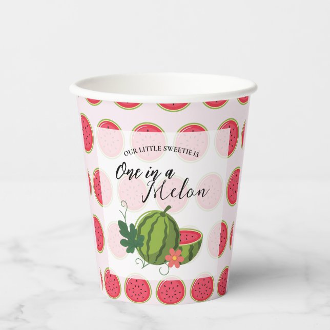 Gobelets En Papier Sweet Watermelon Ribbon Été Invitation (Recto)