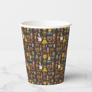 Gobelets En Papier Symbole Motif égyptien Hiéroglyphique antique