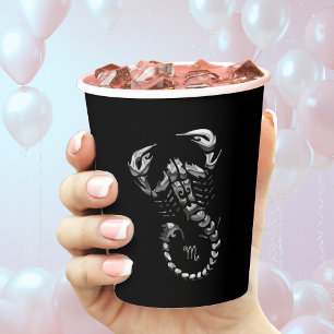 Gobelets En Papier SYMBOLE Zodiaque Scorpio Argent Scorpion Astrologi