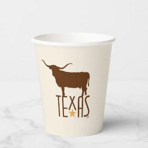 Gobelets En Papier Symboles du Texas, Longhorn, marron