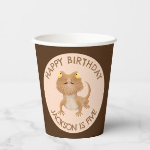 Gobelets En Papier Sympa anniversaire barbu personnalisées de lézard