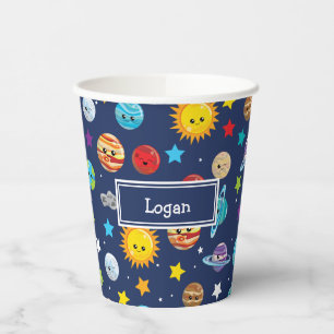 Gobelets En Papier Système solaire Motif pour enfants Anniversaire