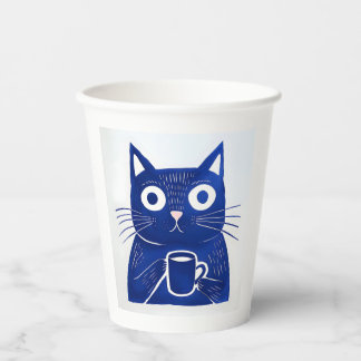 Gobelets En Papier T-shirt bleu chat