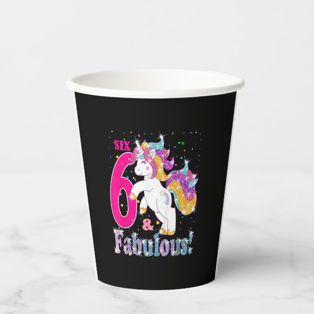 Gobelets En Papier T-shirt cadeau pour les filles du 6e anniversaire (Recto)