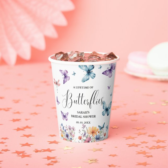 Gobelets En Papier Table de Fête des mariées à vie des papillons (Insitu)