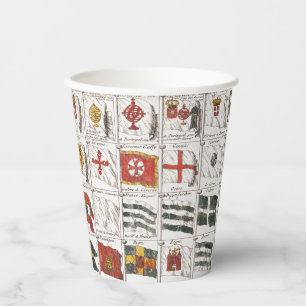 Gobelets En Papier Table vintage des drapeaux de mer, Impression esth