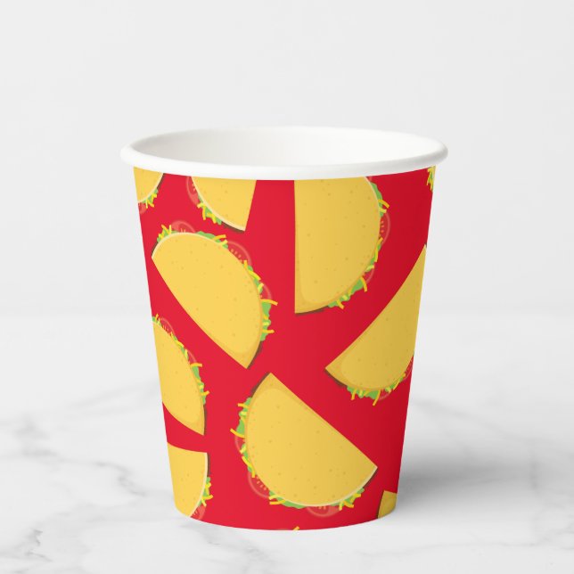Gobelets En Papier Taco Anniversaire de enfant Party mexicain (Recto)