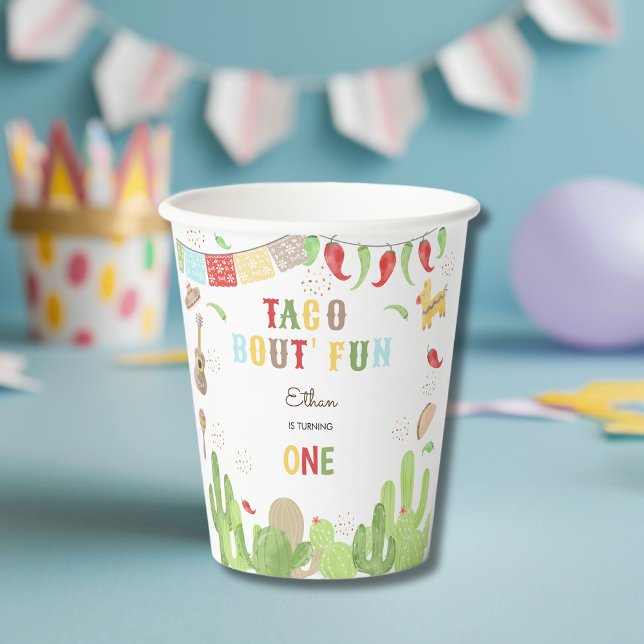 Gobelets En Papier Taco bout' fun fiesta mexicaine premier anniversai (Créateur téléchargé)