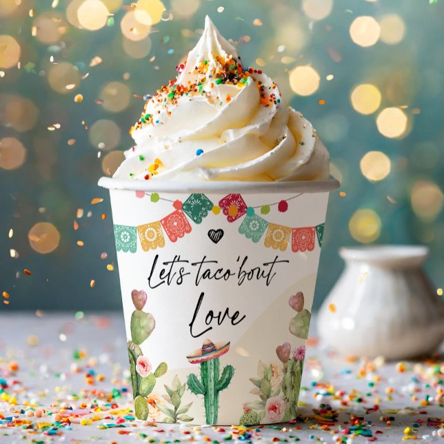 Gobelets En Papier Taco Bout Love Fiesta Aquarelle Cactus Douche (Créateur téléchargé)