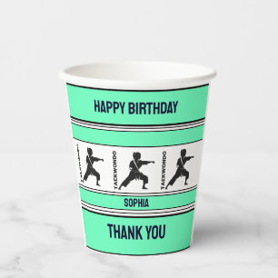 Gobelets En Papier Taekwondo Anniversaire Cadeau, Taekwondo Girl Play