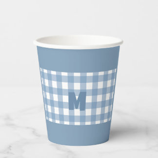 Gobelets En Papier Tasse d'anniversaire à carreaux bleus
