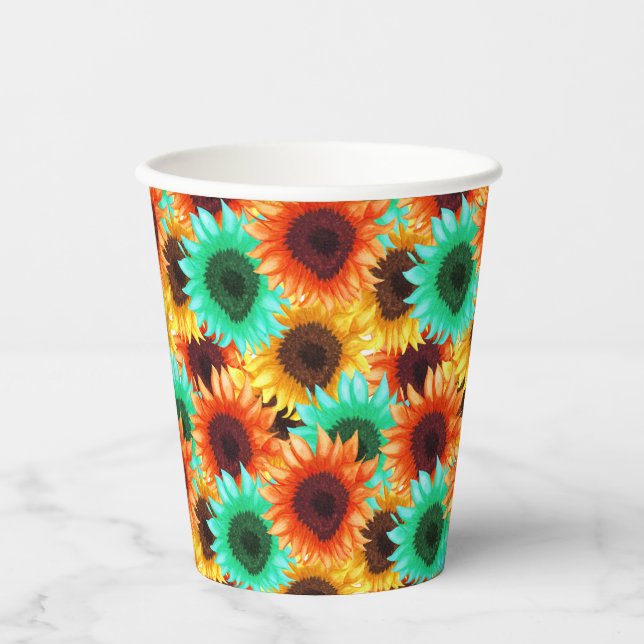 Gobelets En Papier Tasse de papier à fleurs (Recto)