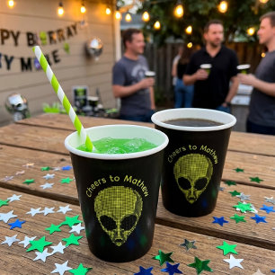 Gobelets En Papier Tasse en papier à texte personnalisé Alien Halfton