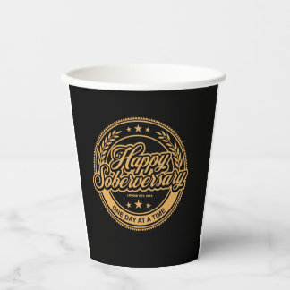 Gobelets En Papier Tasse en papier d'anniversaire sobre noir