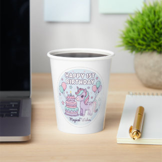 Gobelets En Papier Tasse en papier licorne pour 1er anniversaire