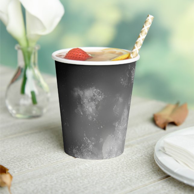 Gobelets En Papier Tasse en papier monochrome gris ciel nocturne (Insitu)