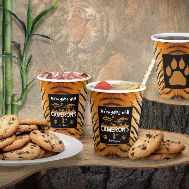 Gobelets En Papier Tasse en papier pour anniversaire à motif de tigre (Créateur téléchargé)
