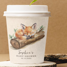 Tasse en papier pour Baby Shower Beige Renard de l