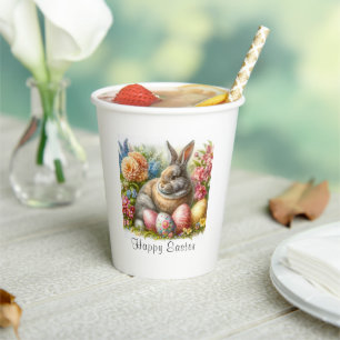 Gobelets En Papier Tasse en papier pour brunch/ fête de Pâques lapin