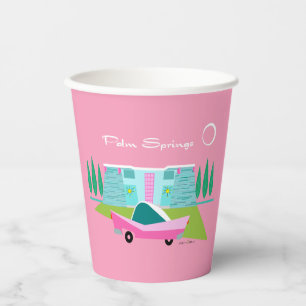 Gobelets En Papier Tasse en papier Retro Pink Palm Springs