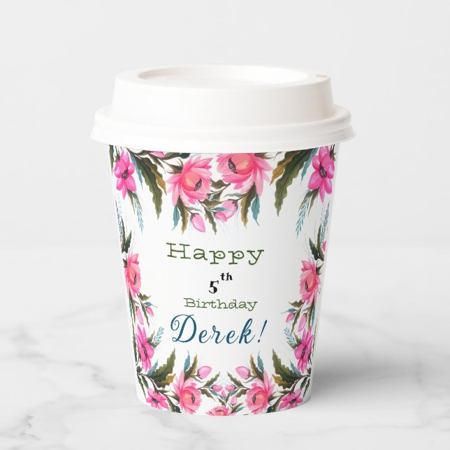 Gobelets En Papier Tasse en papier rose (Recto)