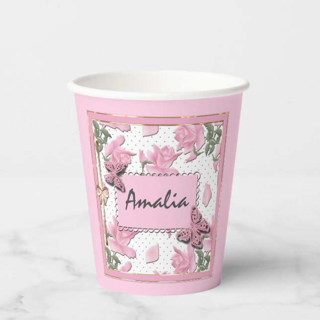 Gobelets En Papier Tasse en papier rose scrapbooking (Recto)