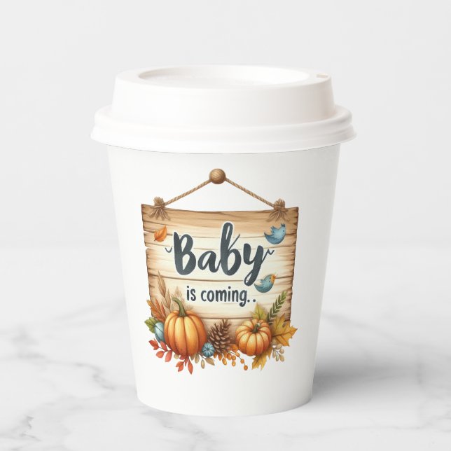 Gobelets En Papier Tasse en papier Rustique Autumn Baby showers tasse (Recto)