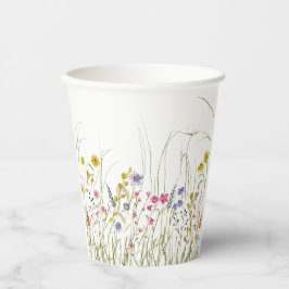 Gobelets En Papier Tasse Fleur de Champ à l'aquarelle