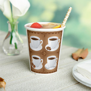 Gobelets En Papier Tasses à café avec haricots et chocolat