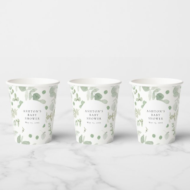 Gobelets En Papier Tasses à papier Baby shower vertes (Multi)