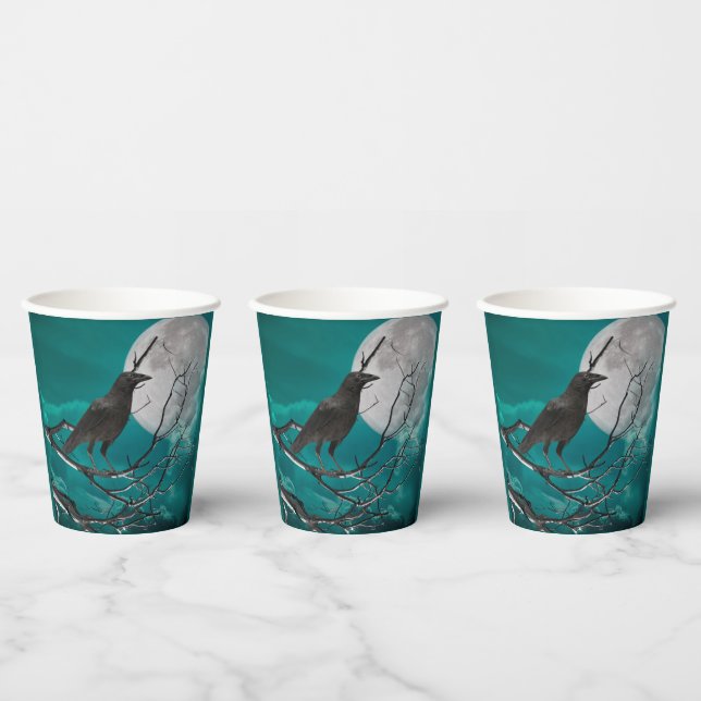 Gobelets En Papier Tasses à papier, Corbeau en vert (Multi)