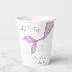 Gobelets En Papier Tasses à papier d'anniversaire de sirène à éclabou