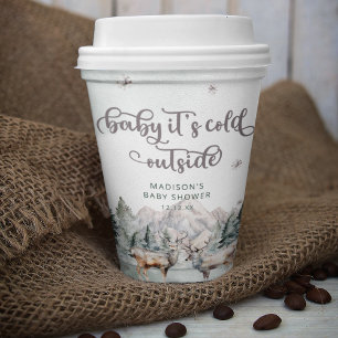 Gobelets En Papier Tasses à papier de Baby shower d'hiver pour cerfs 