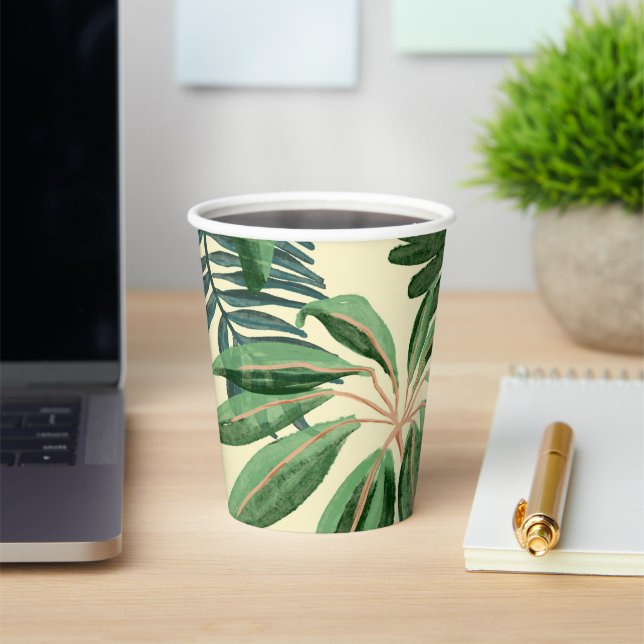 Gobelets En Papier Tasses à papier du PARTI feuille tropical (Insitu)
