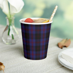 Gobelets En Papier Tasses Clan Tartan Rouge et Bleu Angus