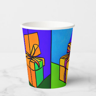Gobelets En Papier Tasses d'anniversaire avec motif de cadeau