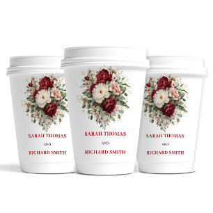 Gobelets En Papier Tasses de mariage charmantes en rose burgundy or