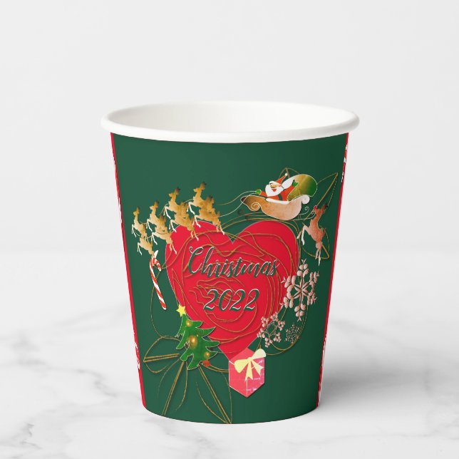 Gobelets En Papier Tasses de papier de Noël père Noël Reindeer (Verso)